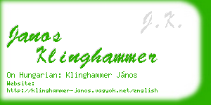 janos klinghammer business card